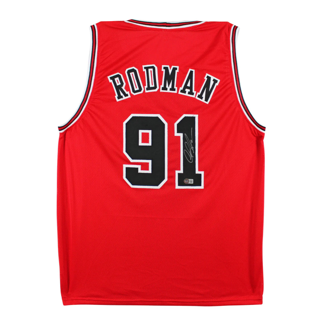 Dennis Rodman Signed Chicago Bulls Basketball Jersey with Beckett Witness